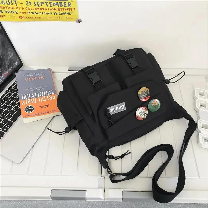 1PC Harajuku Men Nylon Crossbody Bags for Women Messenger Bag Girls School Book Bags Youth Canvas Handbags Shoulder Bag