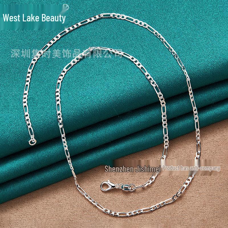 West Lake Beauty Sterling Silver 4mm Three-to-One Ratio Necklace - Exquisite Women's Fashion Jewelry