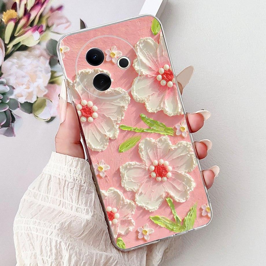 For Vivo Y39 5G Y300i 5G / Vivo V2436 V2444A Back Cover Girly Fashion Flower Butterfly Painting Case Soft Clear Silicone Funda