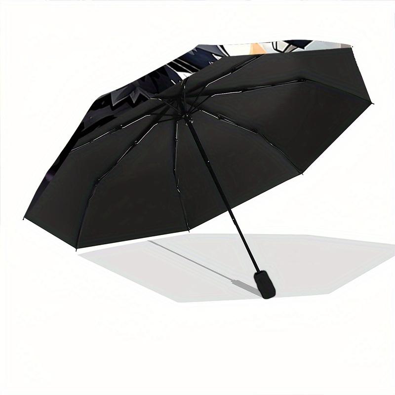 1pc Noble Black Cat Art Automatic Open/CloseUmbrella-CuteUmbrella with Cute Design, Portable 3-Fold Compact Umbrella for Men & Women, Valent