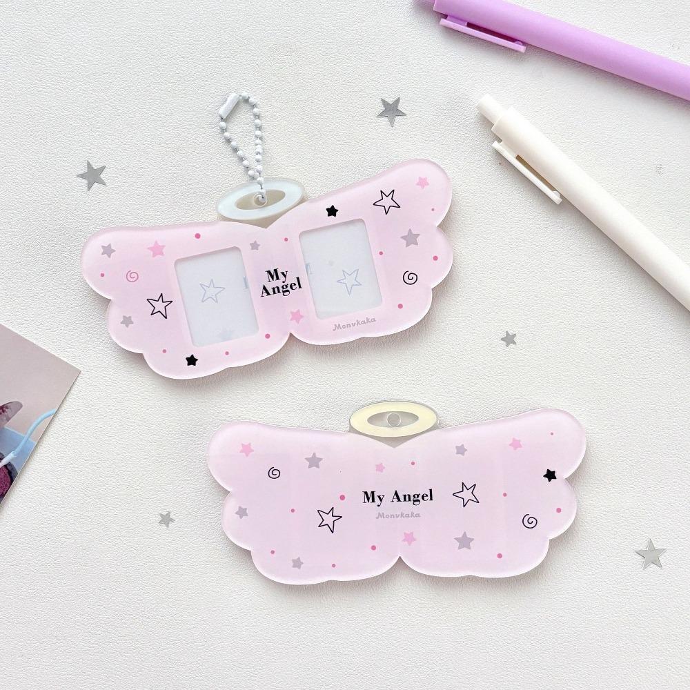 Cute Angel Wings Card Sleeve Pendant Clear DIY Design Card Cover Bag Pendant Photocard Holder