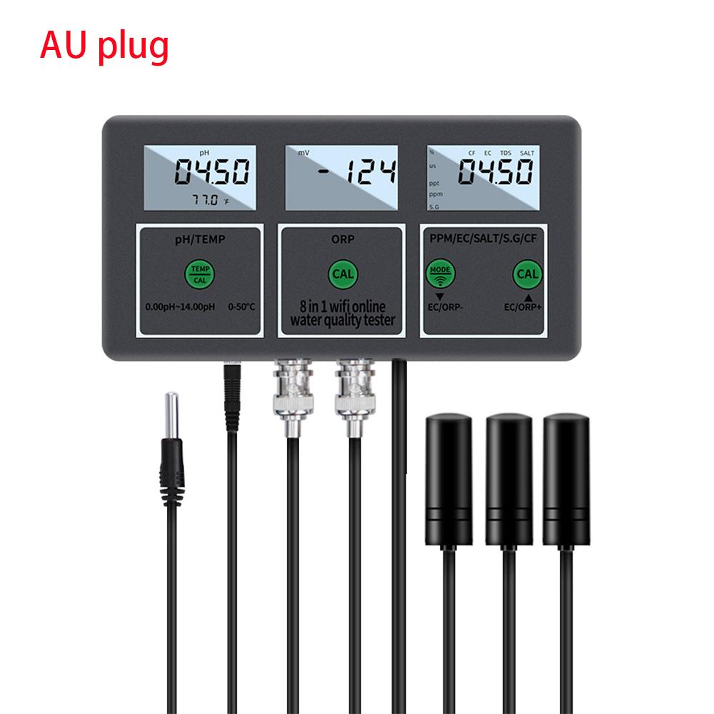 Tuya Wifi 8 in 1 Digital Water Analyzer PH EC TDS Salt ORP CF S.G Temperature APP Remote Online Water Quality Monitor