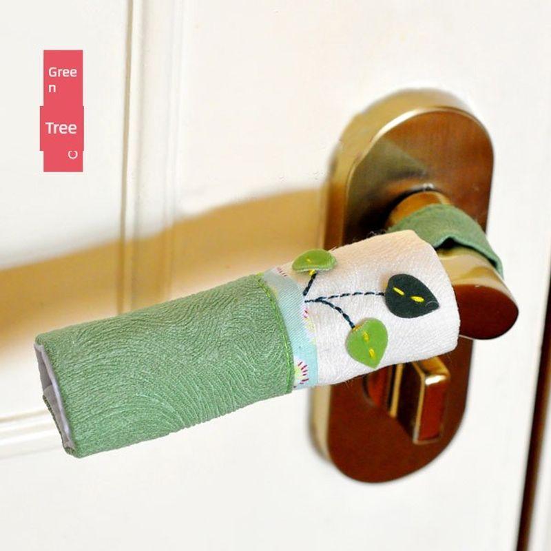

Антистатический защитный чехол для дверной ручки Пасторальная ткань Защита от столкновений Подлокотник защитный чехол для внутренней дверной ручки Одинарная цена Green tree (single installation)