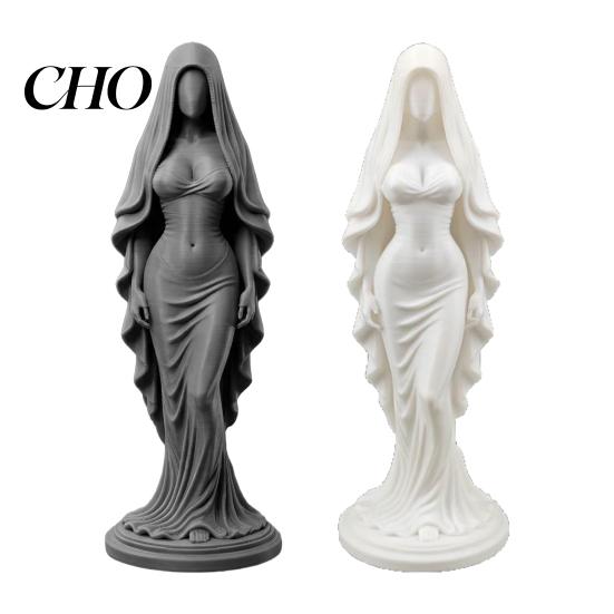 Study Room Ornament 3D Printed Veiled Goddess Statue Artistic Wearing Veil Women Figurine Sculpture Decoration for Home Office Living Desktop