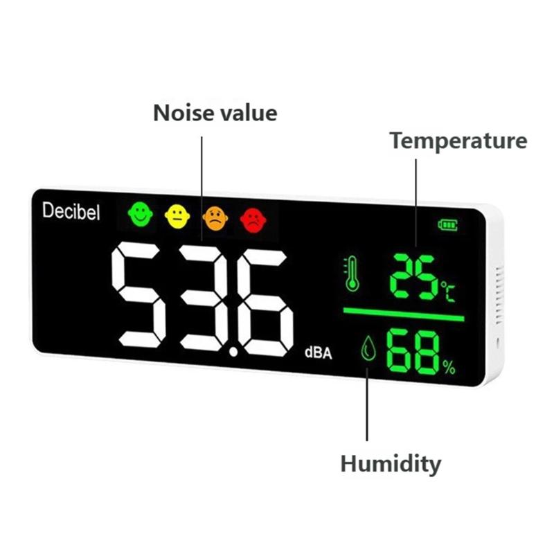 Wall Mounted Sound Level Meter With Temperature Humidity Sensors For Accurate Measurement In Indoor Decibel Meter