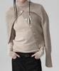 EAN JO Viscose Turtleneck Sheer Knit Top (Sand Beige)