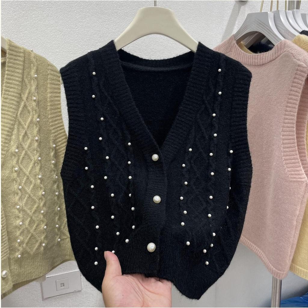 Spring and Autumn Women's V-neck Knitted Cardigan Vest Women's Outerwear Small Tank Top