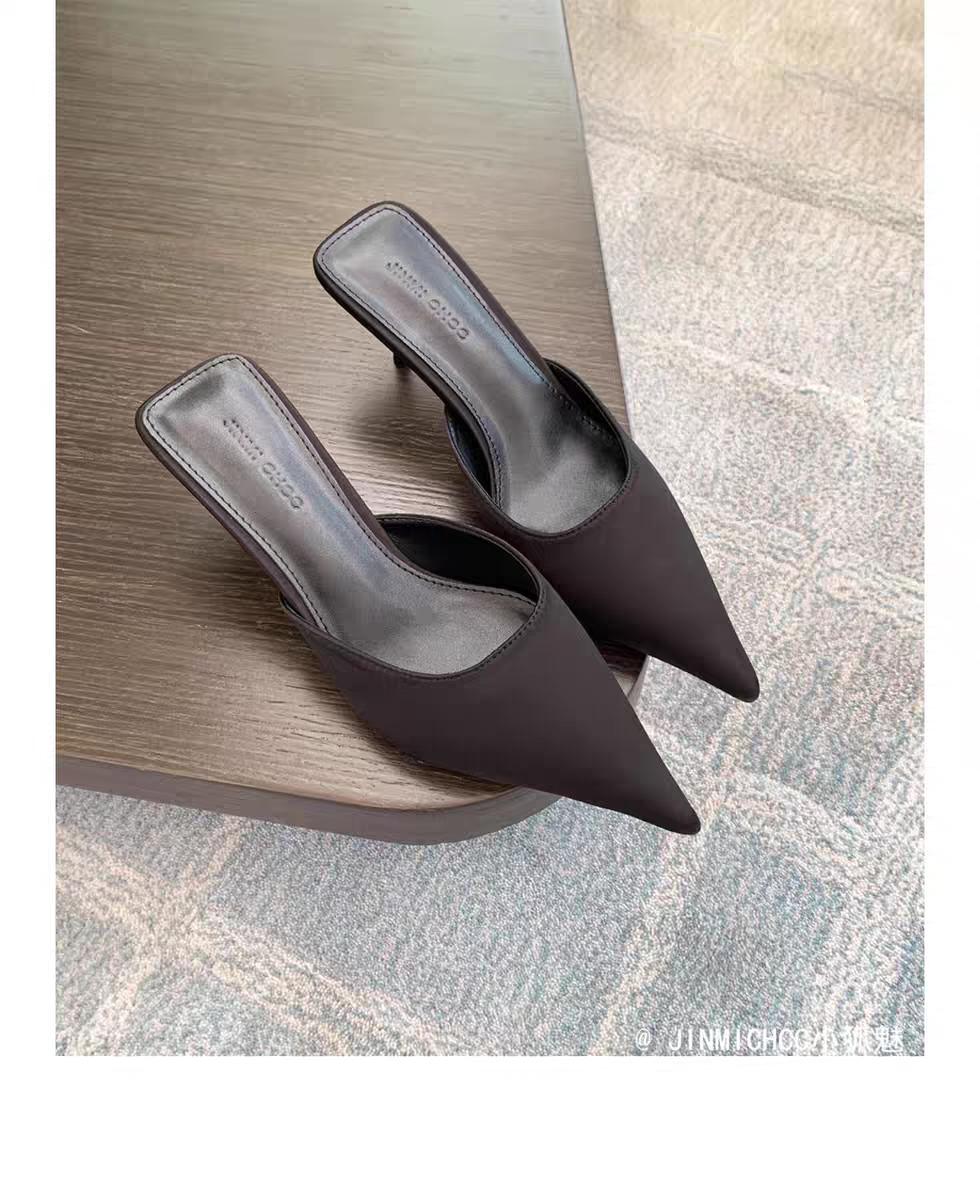 

Женские роскошные модные однотонные босоножки большого бренда, летние, новые, с острым носком, на шпильке, удобные женские тапочки 36