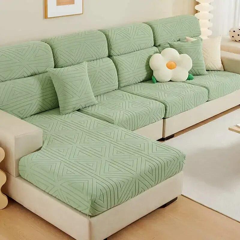 Geometric Jacquard Fleece Loveseat Sofa Mattress Sectional Corner Couch Cushion Covers for Home Hotel
