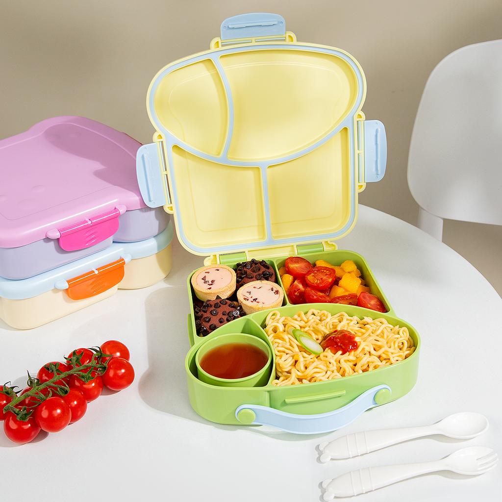 Cute Plastic Children Lunch Box With Compartments Lunch Food Container With Lids Portable Bento Box For Kids Office Students