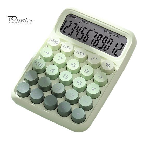 

Механический калькулятор с большим ЖК-дисплеем, винтажный 12-значный настольный калькулятор с градиентом цвета для домашнего офиса зелёный