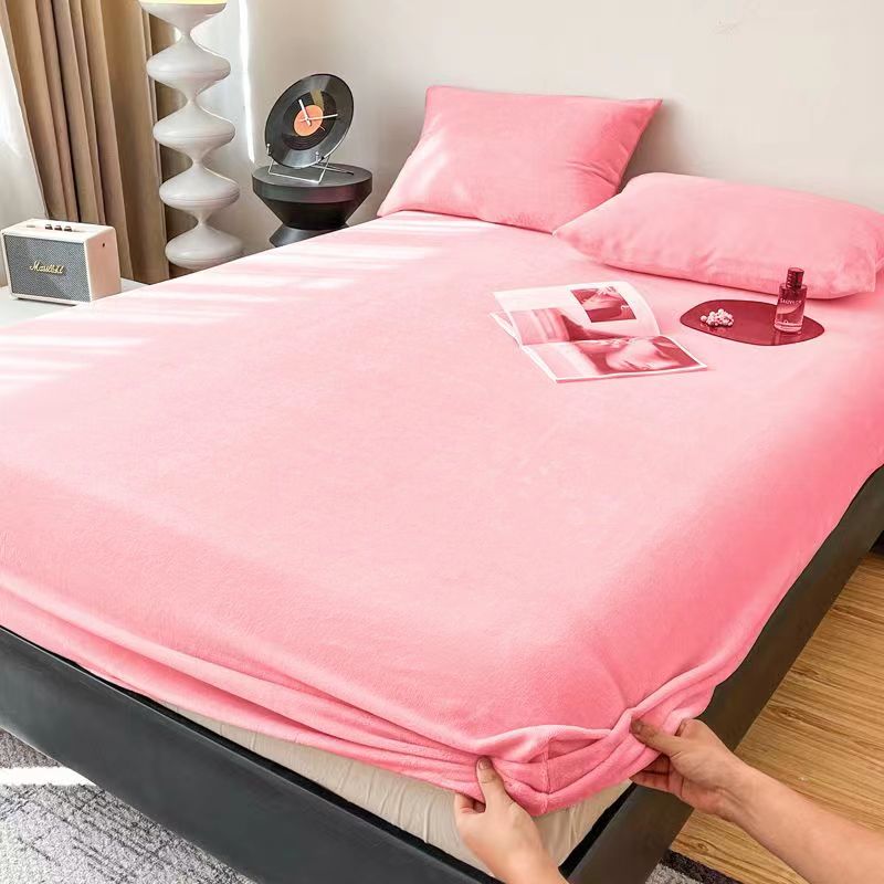 Žhavý plyšový tlustý sametový povlak na matraci Queen/King Sheet Protector Fit Zimní povlak na matraci Protiskluzový dvojitý(Žádný povlak na polštář)