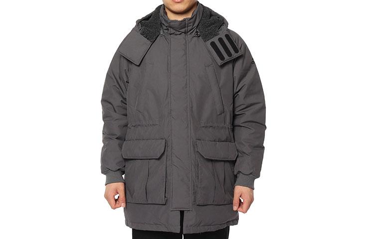 Adidas Down Jackets Men s Gray Hooded Moderate Down Jacket DM1940 L