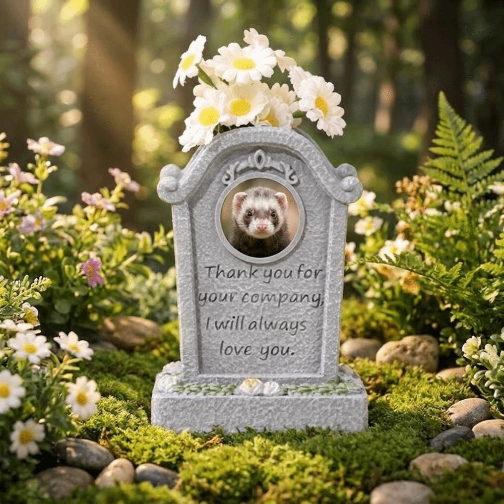 Photo Frame Design Pet Memorial Stone Waterproof Resin Pet Tombstone  Lawn Garden