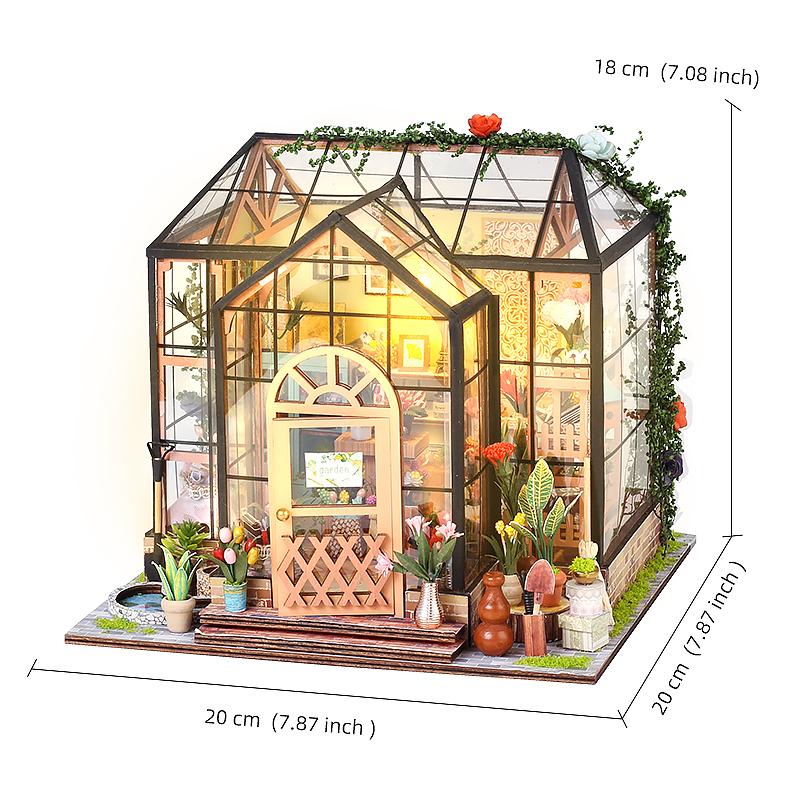 DIY Flower House Kit Wooden Mini Doll House 3D Puzzle Assembly Building Model Toys Home Bedroom With Furniture Christmas Gifts