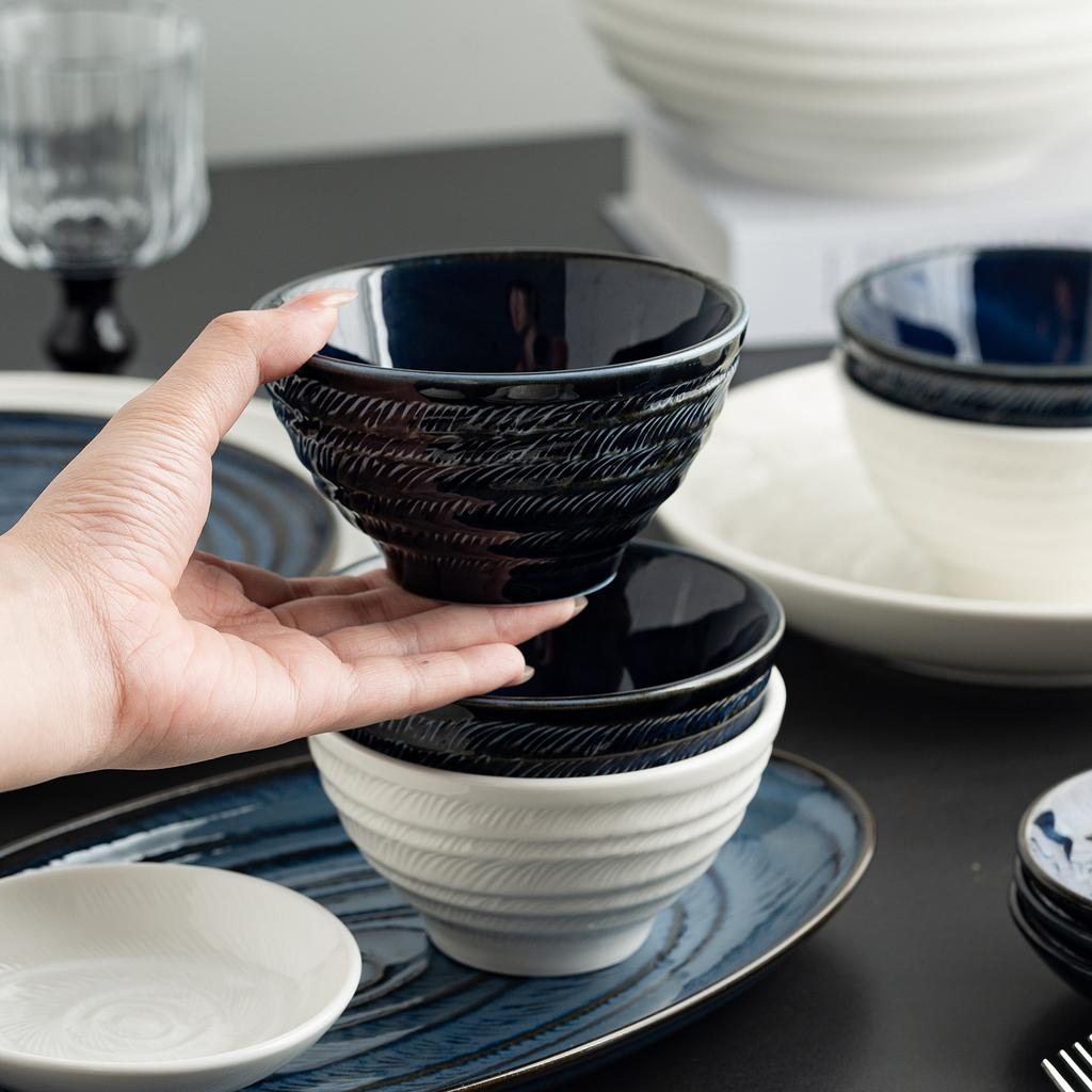 High-End Keramik Besteckset Kombination Haushalts Geschirr Teller Set Reisschüssel Nudelsuppe Schüssel Flacher Teller Tiefer Teller Fischplatte