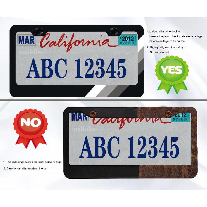 Tri-Color 3 Color Aluminum License Plate Frame Cover Holder Compatible With Toyota Vehicle Truck Trailer SUV. (White Gray-02)