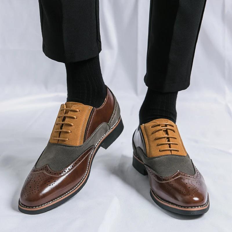Men Derby Shoes Square Toe Lace-up Mixed Colors Shoes for Men with  Size 38-48 Dress Shoes Men