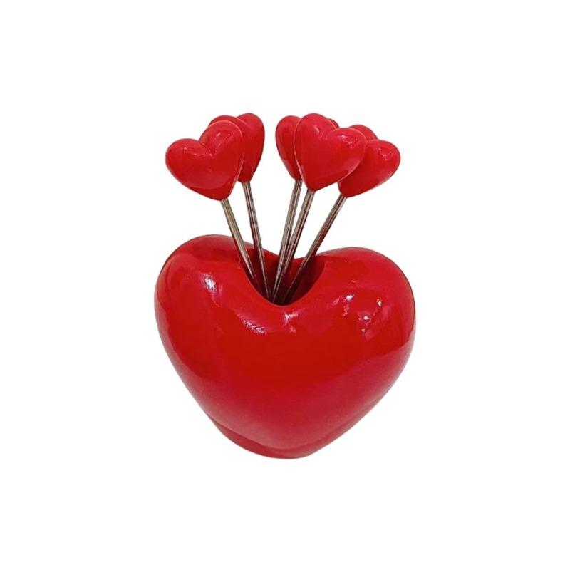 Love Fruit Forks, Stainless Steel Cake Fork Set, Snacks Tableware Set, Kitchen Items, Valentine's Day Party Favors