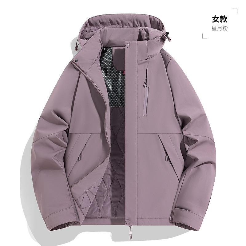 New cotton-padded men's graphene outdoor windproof and waterproof mountaineering suit thermal jacket men's couple black gold cotton-padded clothes