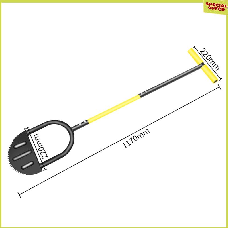 A34R Saw-Tooth Edger Lawn Tool, Half Moon Lawn Edger With T-Grip, Sidewalk Grass Long Handled Step Edger, 38Inch Black Yellow Du