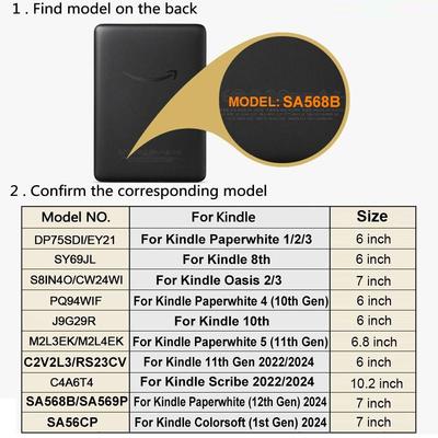 10/11/12th Generation e-Reader Case Acrylic Anti Scratch Folio Cover Ultra Slim for Kindle Paperwhite 1/2/3/4/5 2025 6-7 Inch