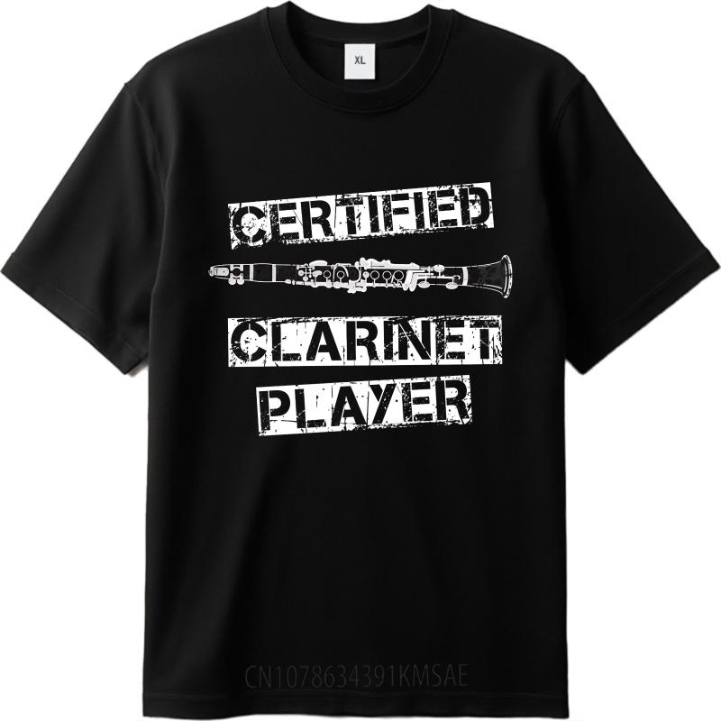 Basic Teenagers Summer tshirt Certified Clarinet Player With Instrument Graphic Short Sleeve Cotton Crew Neck Men Top