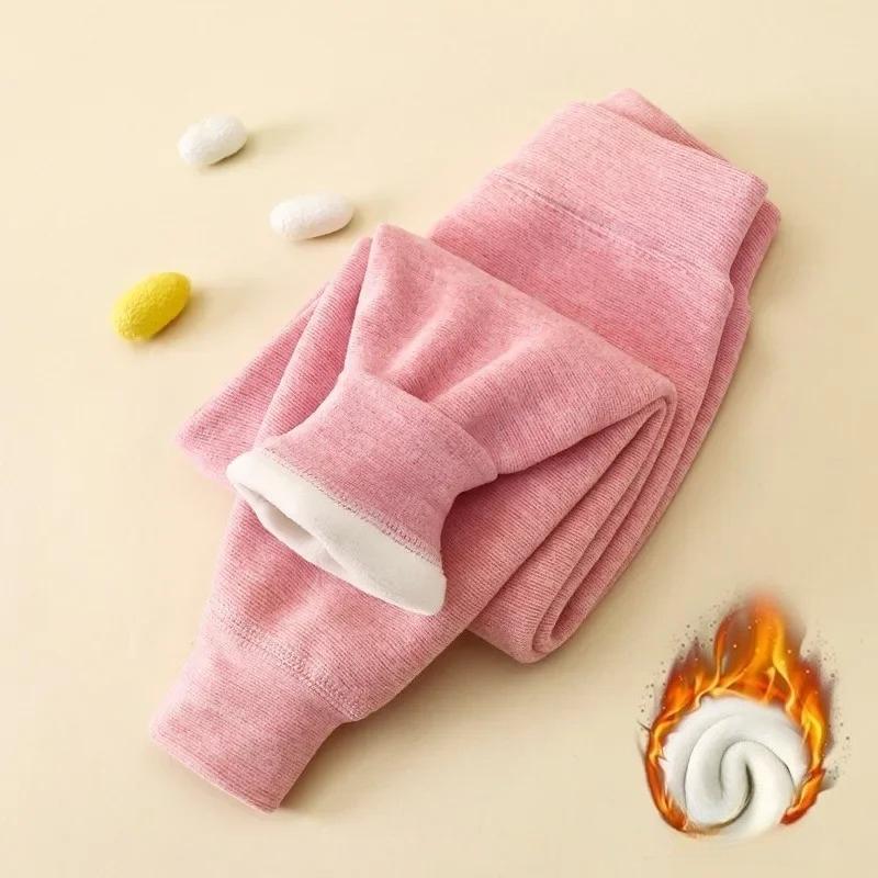 Children's Thermal Pants Winter Baby Fleece Thickened Boys' Pants Autumn Girls' Leggings Kids Clothing