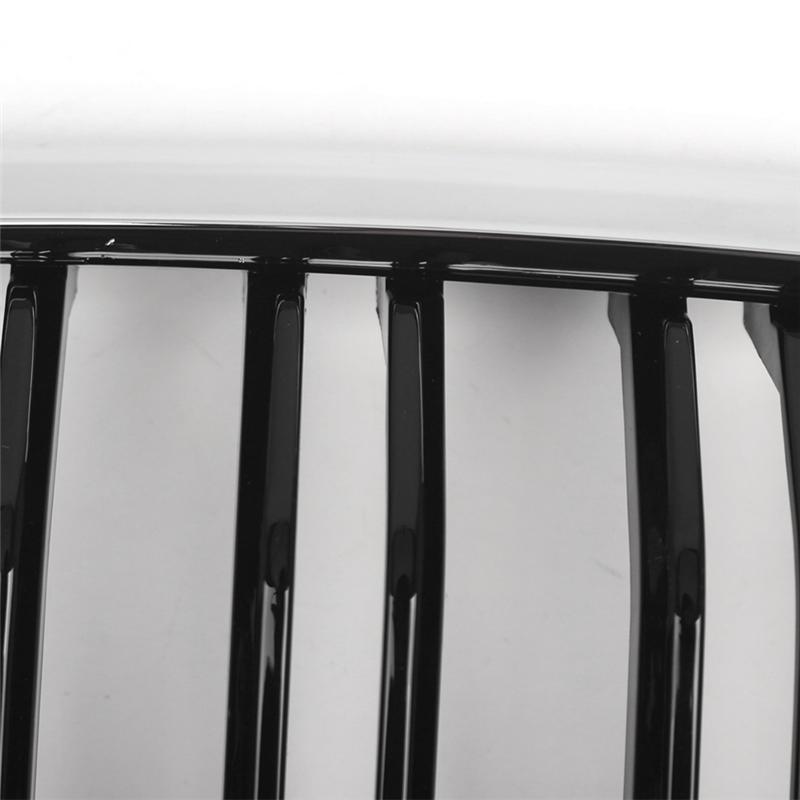 AUTO Dual Slat Grille For BMW 3 Series E92 E93 Coupe 2006-2010 Front Kidney Grill Racing Style Gloss Black+ Chrome 51137157277