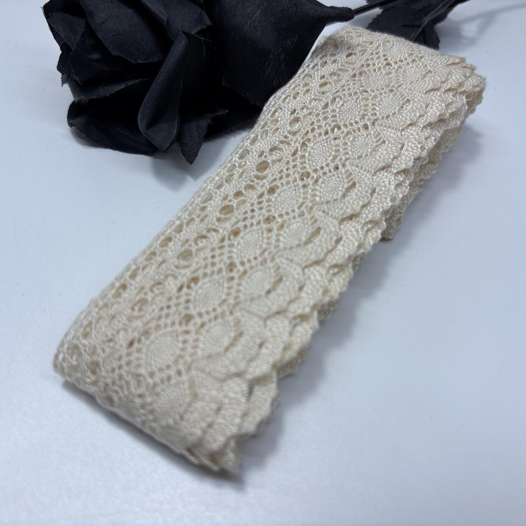 3m x 4cm Knitted Cotton lace, Non-stretch Cream Cluny Lace Trim for Garment, Lingerie, Dress, Bra, Underwear, Sewing & Crafting 3 meters x 4 cm кремовый