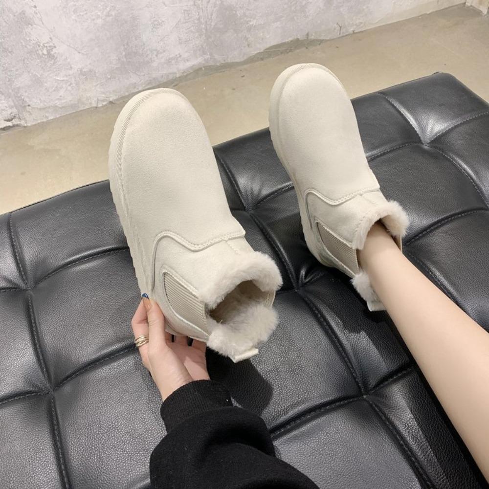 

Women Suede Winter Thick Soled Ankle Boots Fashionable Color Matching Warm Comfortable Thickened Women s Boots Comfortable Soft Sole Non slip Design F 36