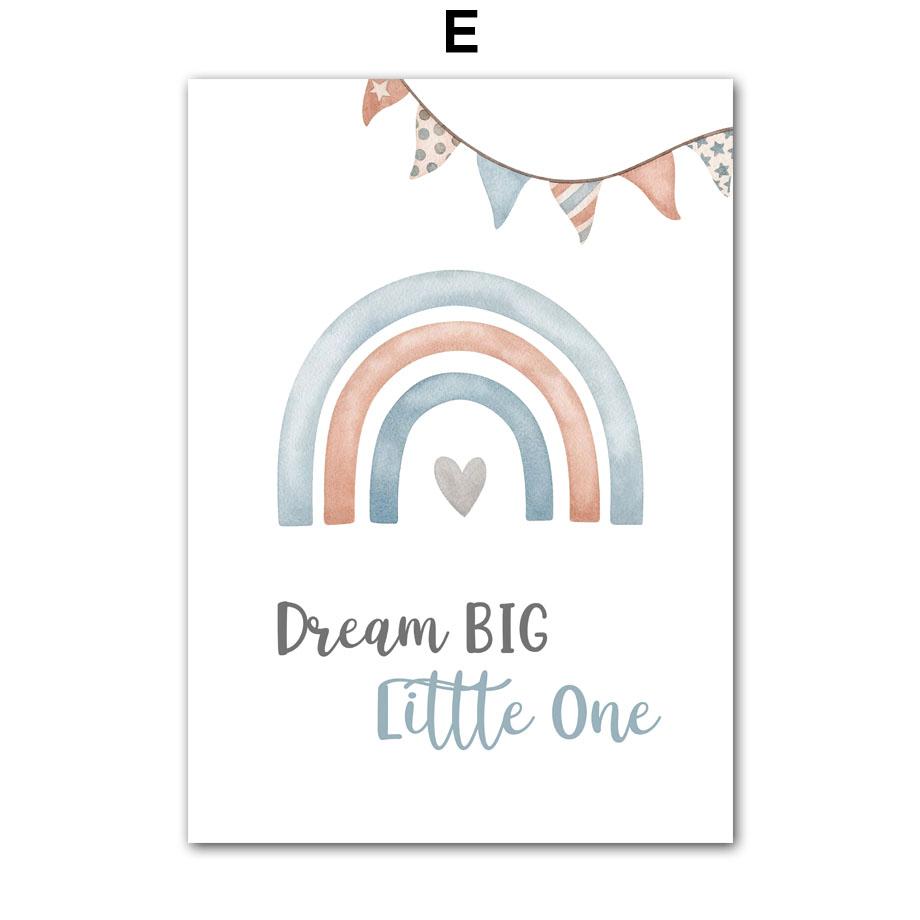 Flugzeug Bär Ballon Regenbogen Traum Zitate Nordische Poster Drucke Leinwandmalerei Cartoon Wandkunst Bilder Für Kinderzimmer Dekor