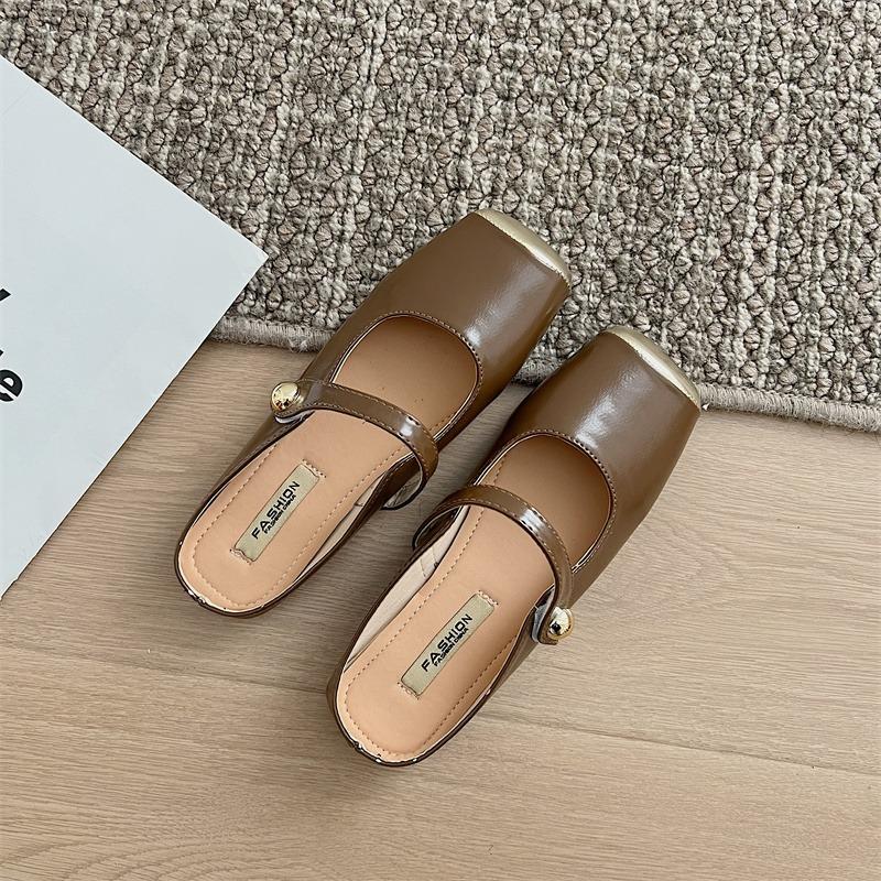 Modne płaskie buty typu mule damskie perłowe wiosenne nowe płytkie kapcie buty Mary Janes sandały 2024 modne damskie sukienkowe zapatos slingback