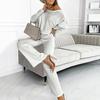 2 Pcs/Set Women Top Pants Set Round Neck Long Sleeves Sweatshirt Elastic Waist Wide Leg Sweatpants Sport Outfit Autumn Casual Tracksuit