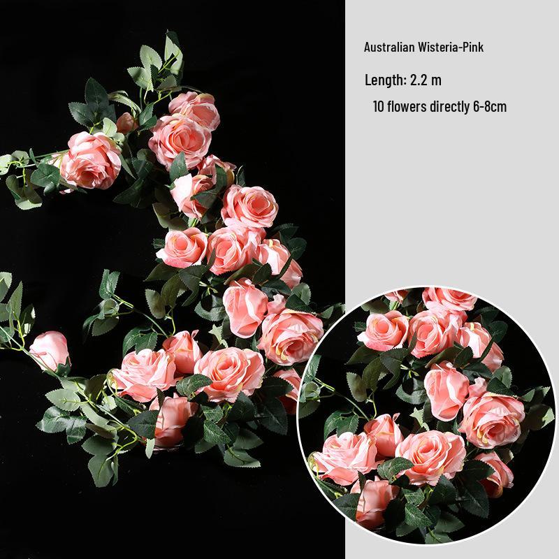 Artificial Rose Vine Wall Decor for Air Conditioner Pipes