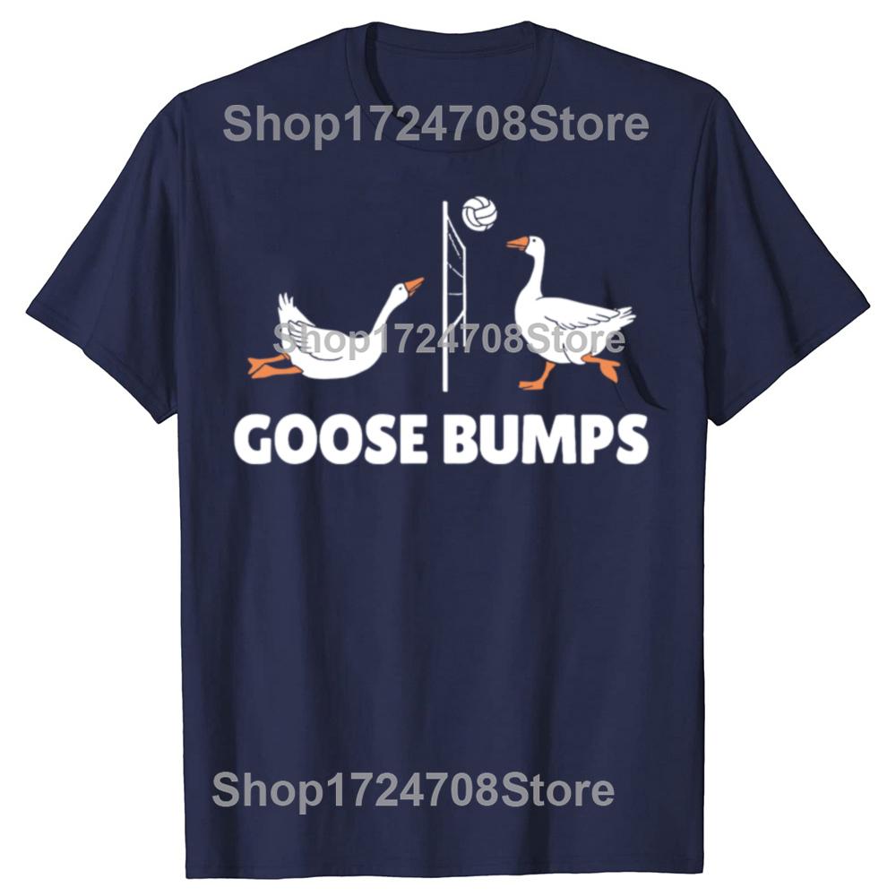 Funny Goose Bumps Volleyball Set Spike Graphic T-shirts Men Women's Fashion Casual Tshirt 100% Cotton Loose Oversized T Shirt