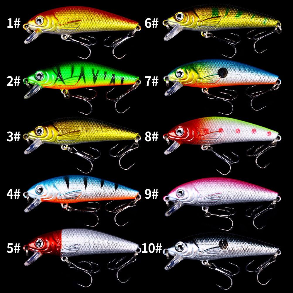 7.5cm-8g-6# Minnow Fishing Bait 2 Treble Hook Lure 10 Different Pieces Set Lure Sea Bass Lure