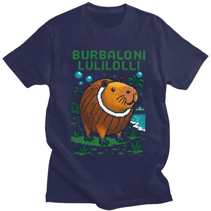 

Male Burbaloni Luliloli Capybara Italian Brainrot Meme T Shirt Pure Cotton Short Sleeve Tee Shirt Loose Fit Streetwear Clothes 4XL