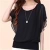 Spring and summer new plus-size women's fat mm summer bat shirt short-sleeved women's T-shirt loose slimming chiffon shirt top for women