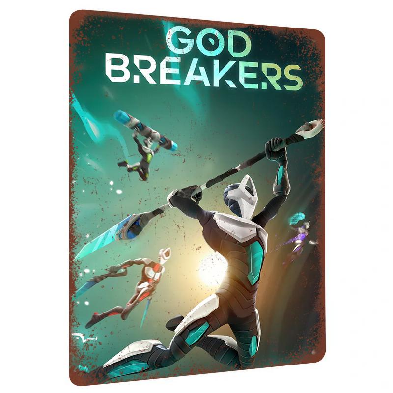 

God Breakers Game Character Metal Wall Art Decor for Gamers Room Decoration 20x30cm（7.8x11.8inch）