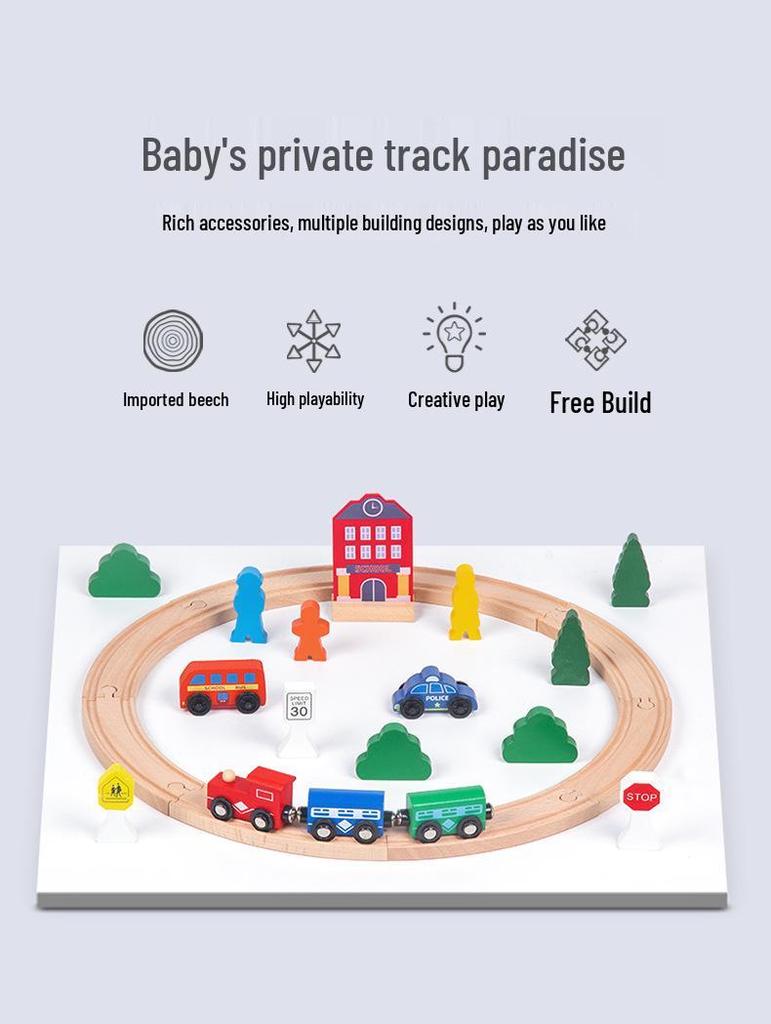 36-Piece Wooden Magnetic Train Track Set - Educational Interlocking Toy