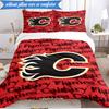 3PCS Flames Hockey Team Logo Bedding Set,Including 1pc Duvet Cover And 2pcs Pillowcases Perfect for Bedroom, Dormitory, Fan Christmas gift