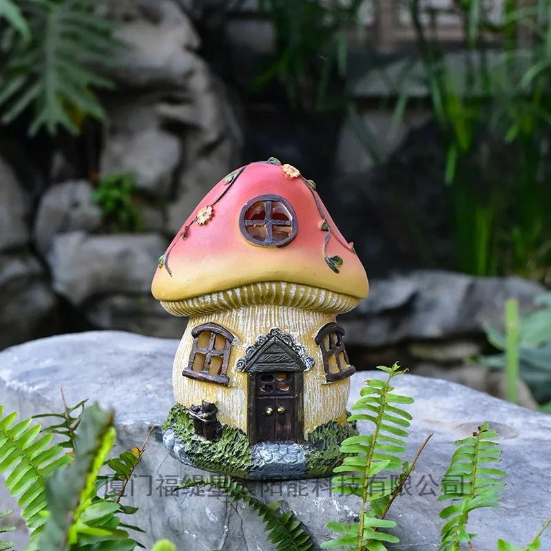 Solar Light Mushroom House Modeling Light Outdoor Garden Waterproof Garden Light Lawn Luminescent Decoration Home Decor  Angel