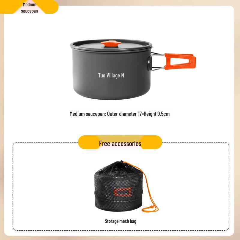 OEING Foldable Portable Aluminum Camping Cookware Set