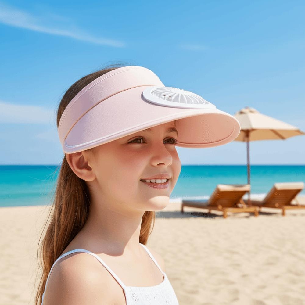 Adjustable Rechargeable Fan Hat Portable Children Visor Cap Wide Brim Sunscreen Cap Travel
