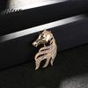 Horse Head Brooch Retro Rhinestone Pin Women Men Zinc Alloy