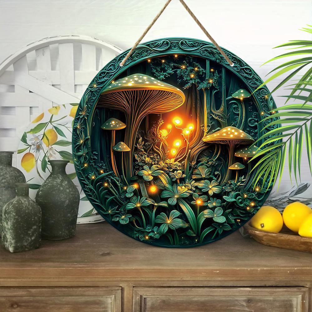 2D Flat Hanging Decorative Signs,interior Wall or Door Decoration,garden Dec,the Pattern Is Mushrooms and Forests,a Housewarming Gift for Friends