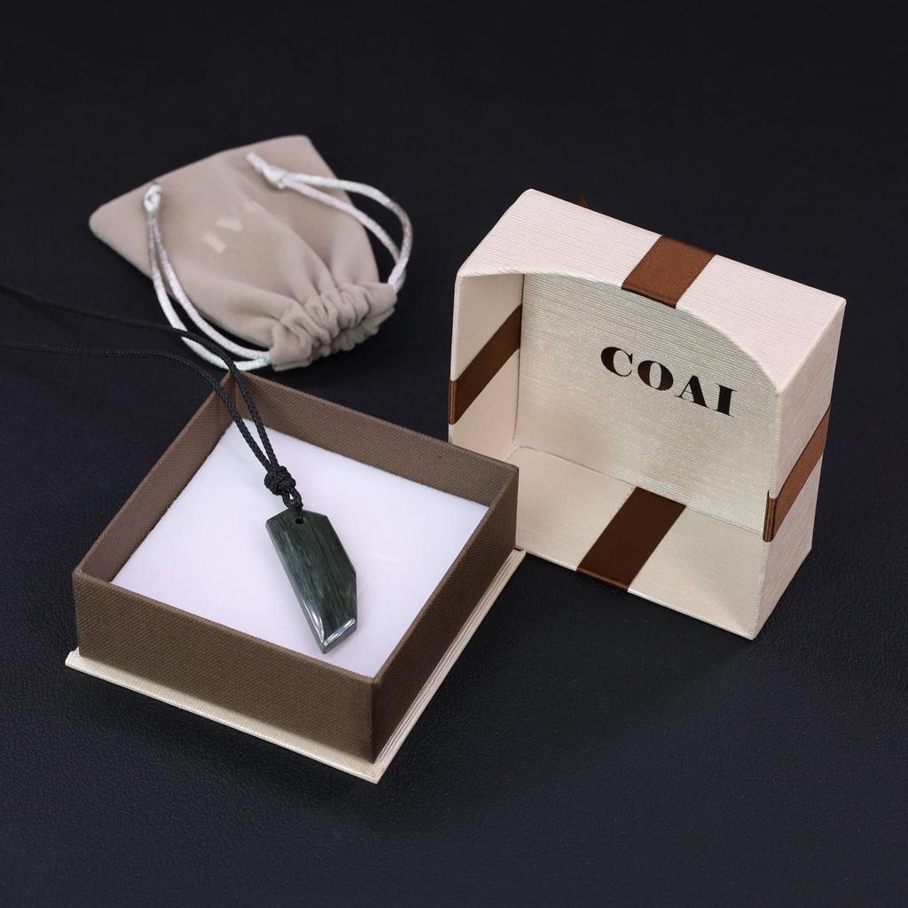 Grüner Rutilquarz Wolf Fang Power Stone Halskette [Coai] Herren