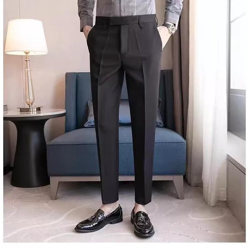 Pantaloni da Lavoro Eleganti Pantaloni Casual Drappeggiati Moda Uomo Primavera Autunno Gamba Stretta