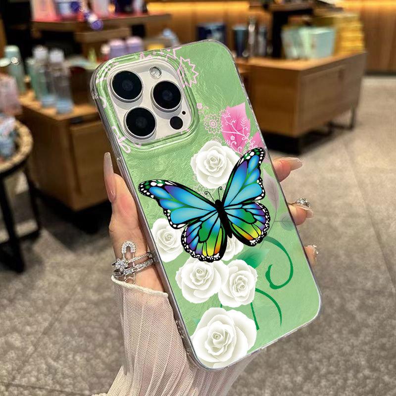 Flower Butterfly Large Hole Transparent Phone Case For Apple Iphone Niche Cute Girls Design